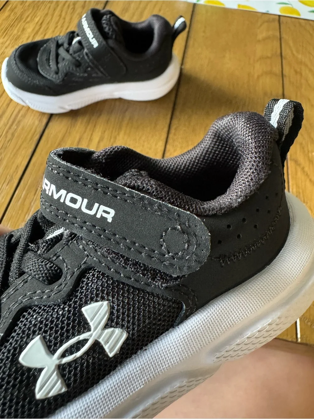 Under Armour Baby Toddler Black and White Velcro Sneakers